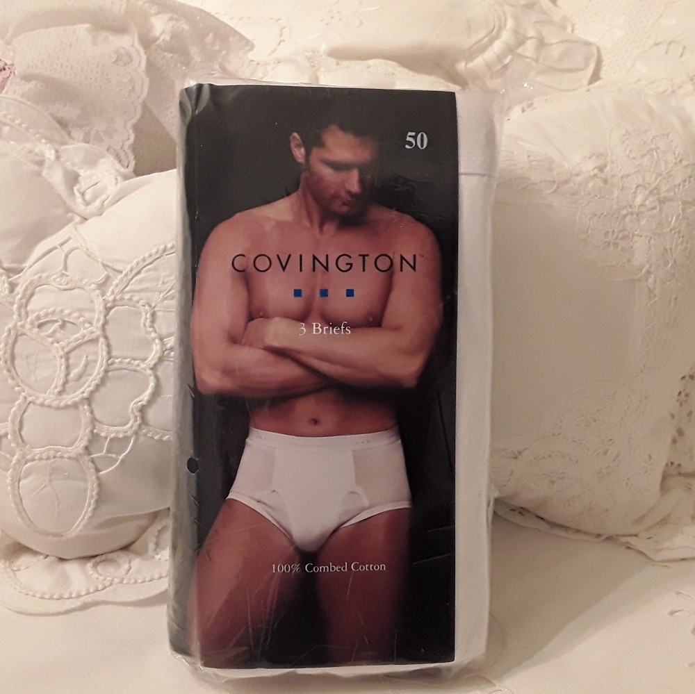 NWT, COVINGTON MEN'S 3 PACK BRIEFS SIZE 50 WHITE - Picture 2 of 6